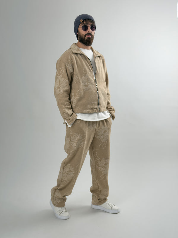 Nakış İşlemeli Erkek Bej Takım COC2628