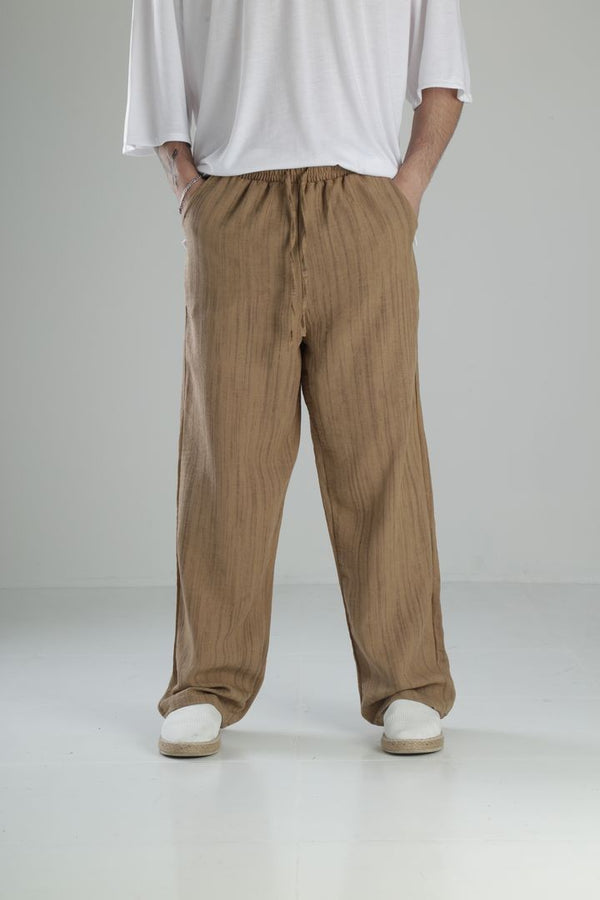 Aerobin Keten Kahve Baggy Pantolon COC2508