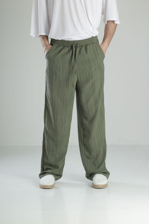 Aerobin Keten Yeşil Baggy Pantolon COC2513