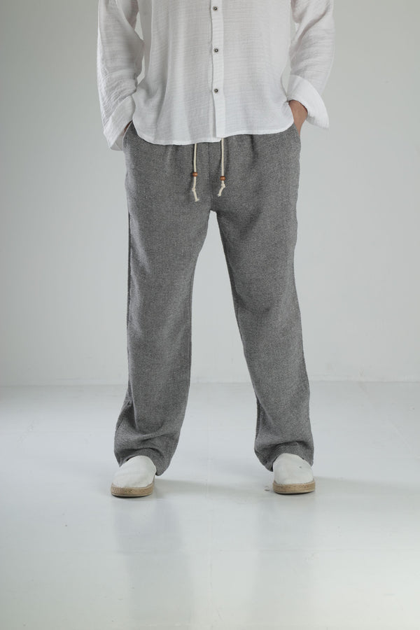 Antrasit Tasarım Keten Pantolon COC1883