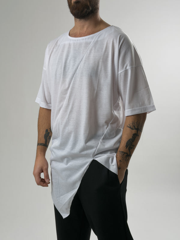 Asimetrik Erkek Beyaz T-Shirt COC2581