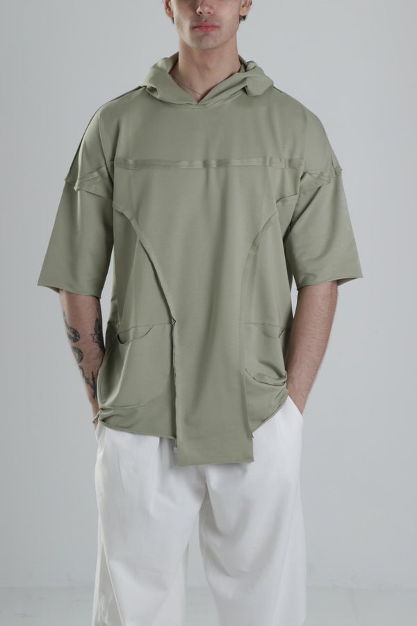 Avangart Yeşil Kapüşonlu T-Shirt COC2413