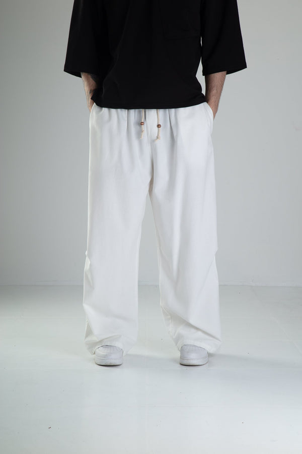 Baggy Beyaz Keten Pantolon COC1892