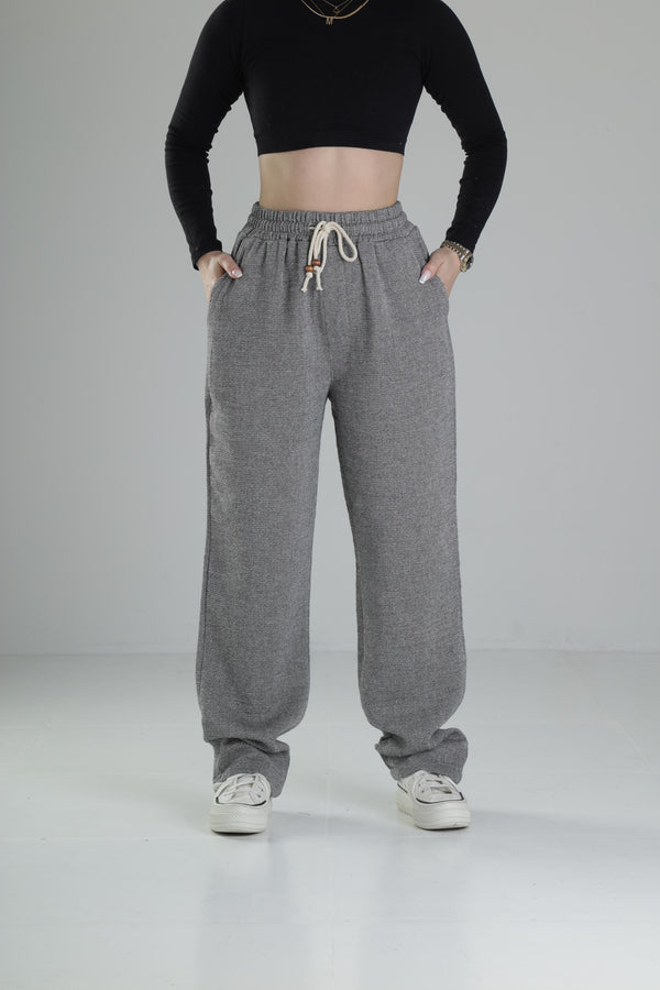 Bol Kalıp Gri Keten Pantolon COC1704