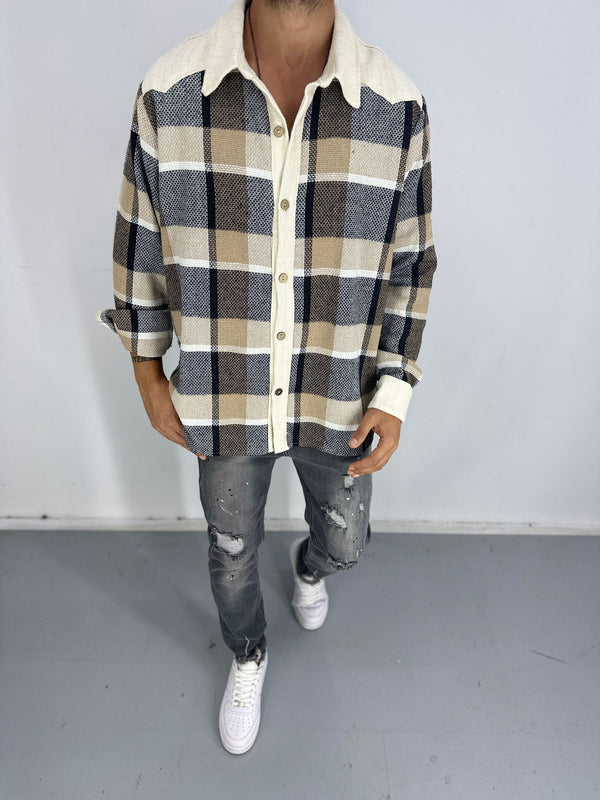 Buldan Kumaş Kahve Ekose Gömlek COC2465