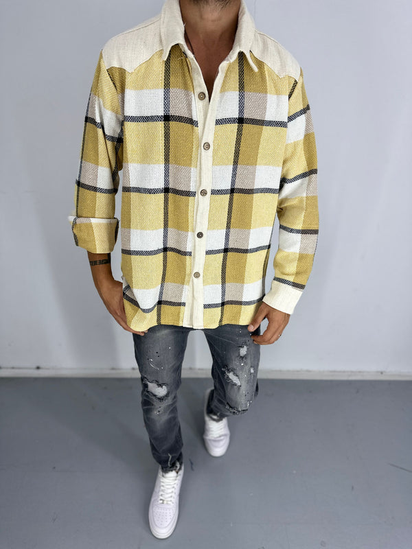 Buldan Kumaş Sarı Ekose Gömlek COC2466