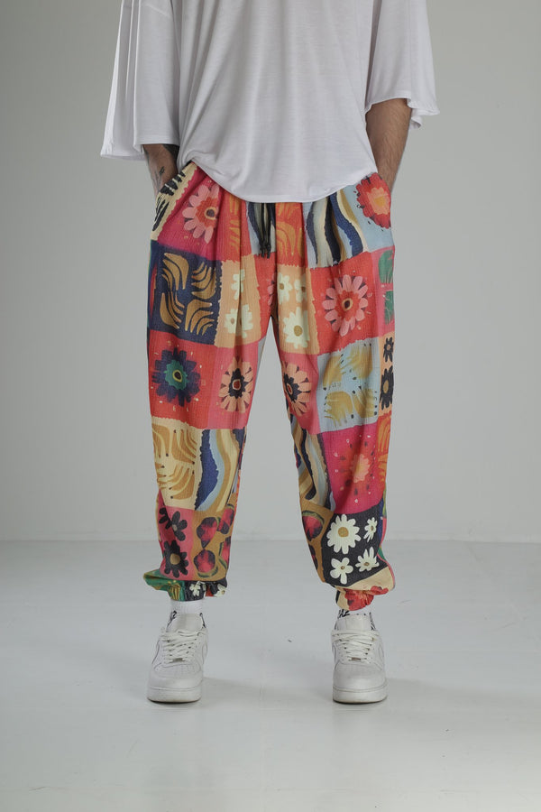 Çiçek Desenli Bürümcük Pileli Şalvar COC2340