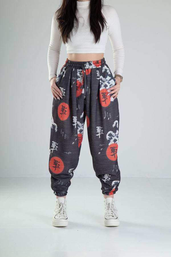 Chinese Desenli Pileli Yarım Şalvar COC2318