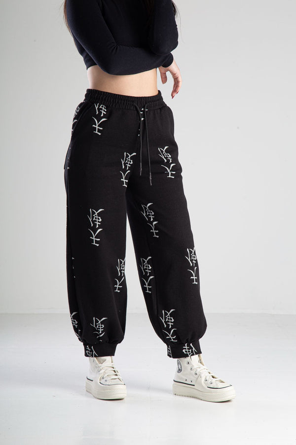 Chinese Desenli Siyah Pantolon COC2319