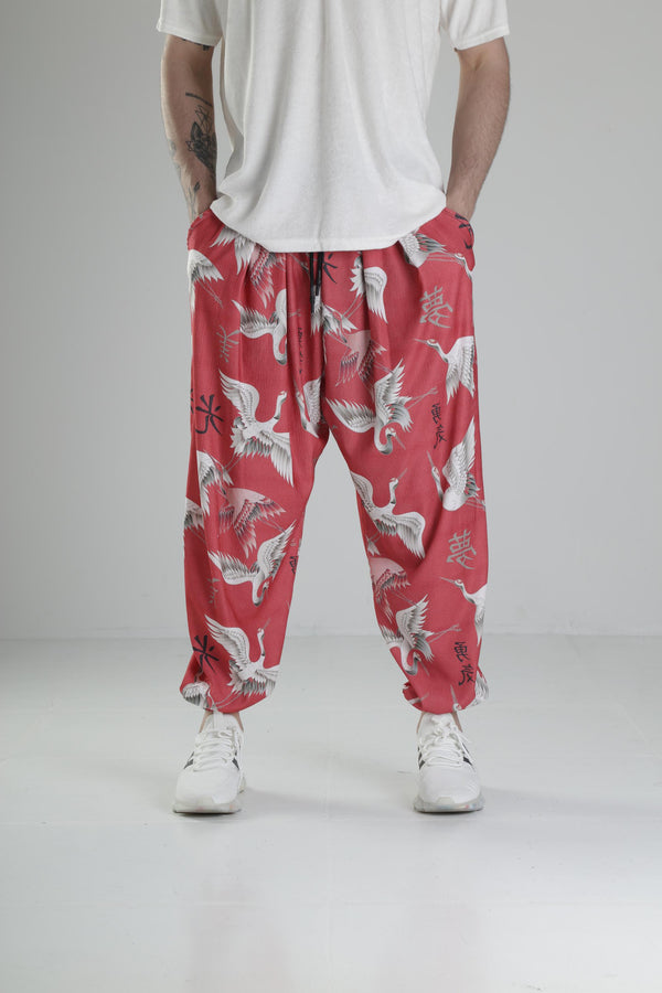 Chinese Kuş Desenli Pileli Yarım Şalvar COC2325