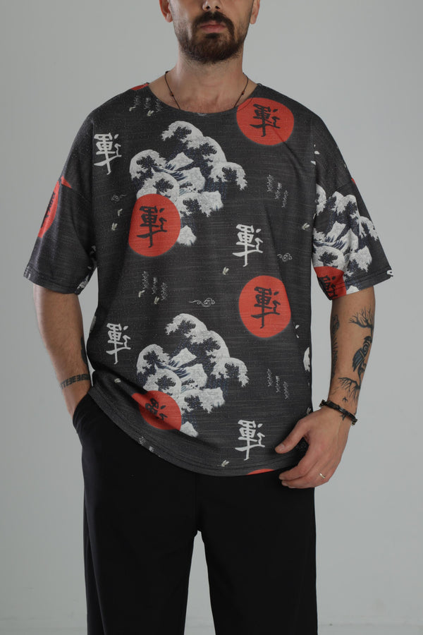 Çin Ağacı Desenli Oversize T-Shirt COC1872