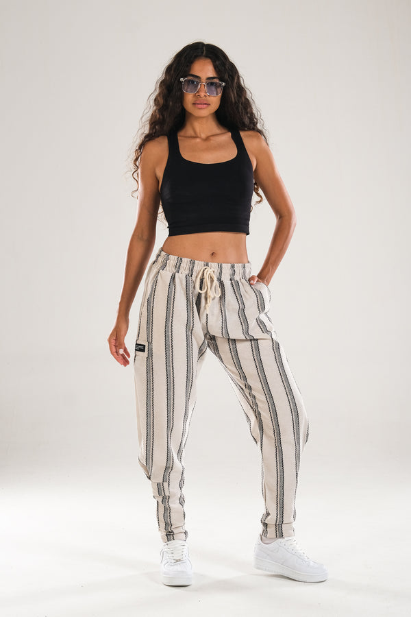 Çizgili Desenli Keten Hazer Pantolon COC1327