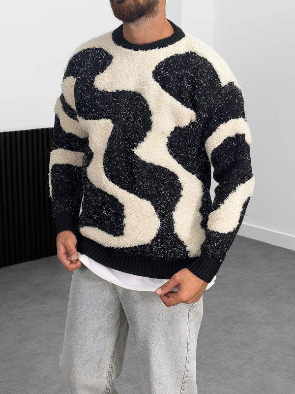 Dalga Desenli Peluş Sweatshirt COC1065