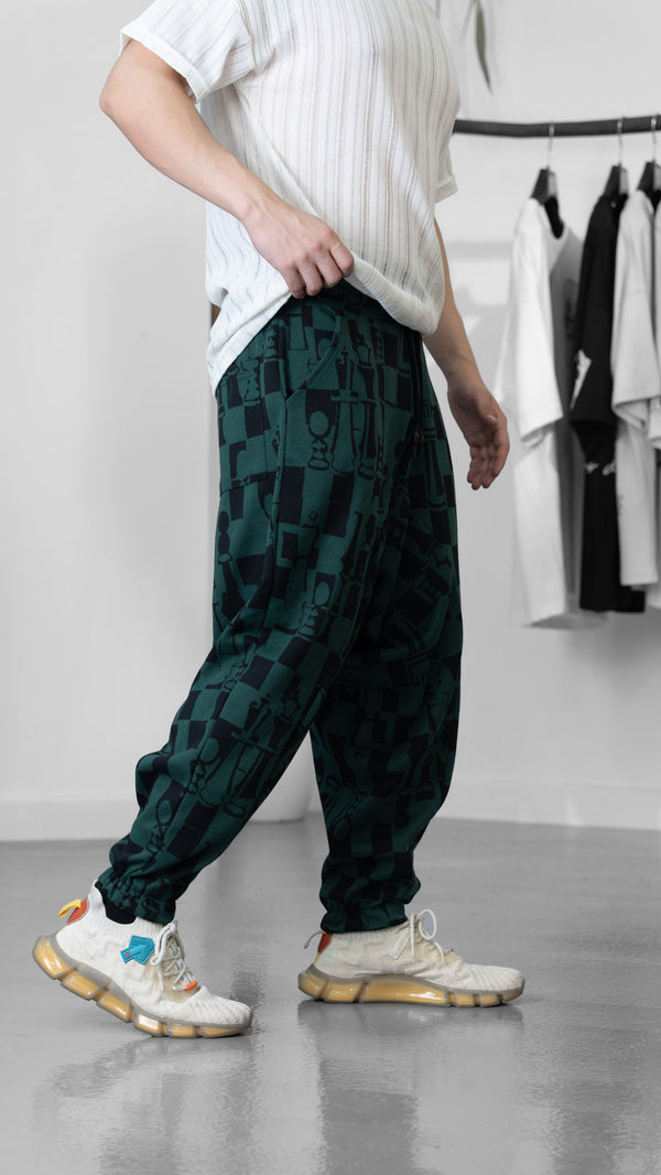 Dama Desenli Jakarlı Kumaş Spor Şalvar COC1242