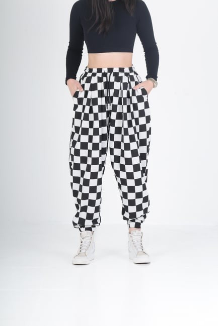 Dama Desenli Pileli Pantolon COC2358