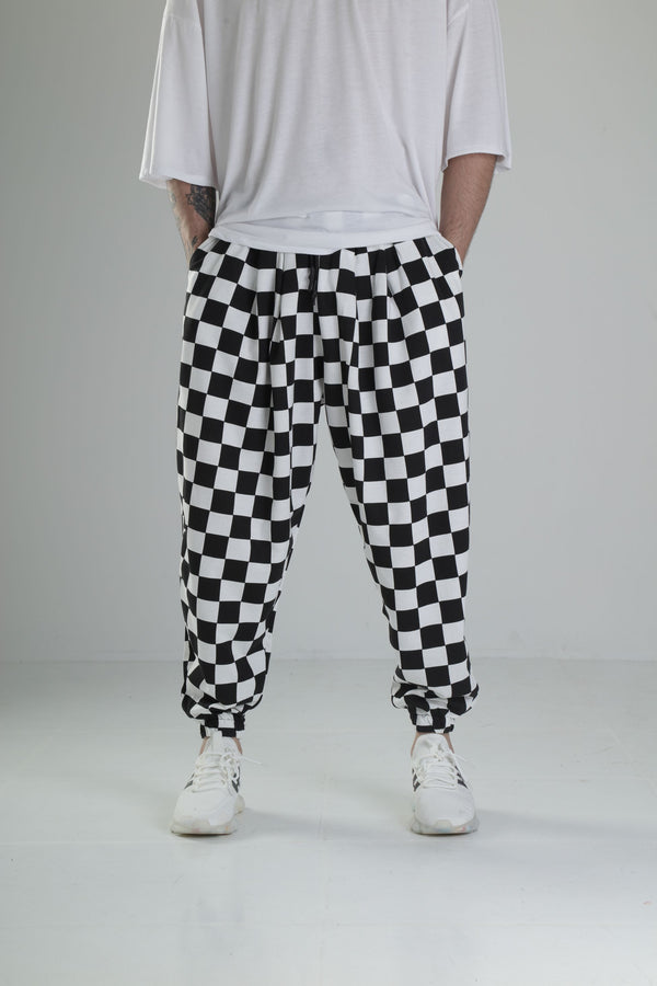 Damalı Pileli Yarım Şalvar COC2359