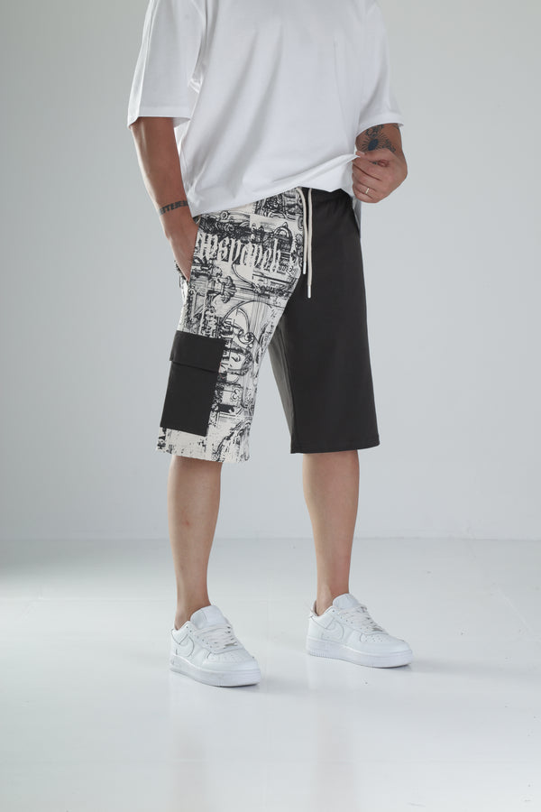 Desenli Tasarım Haki Şort COC1489