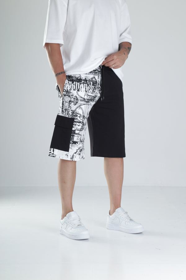 Desenli Tasarım Siyah Şort COC1488