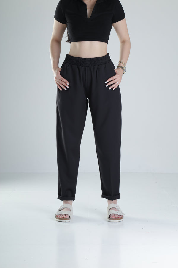 Kadın Siyah Pantolon Double Face Likralı COC1312