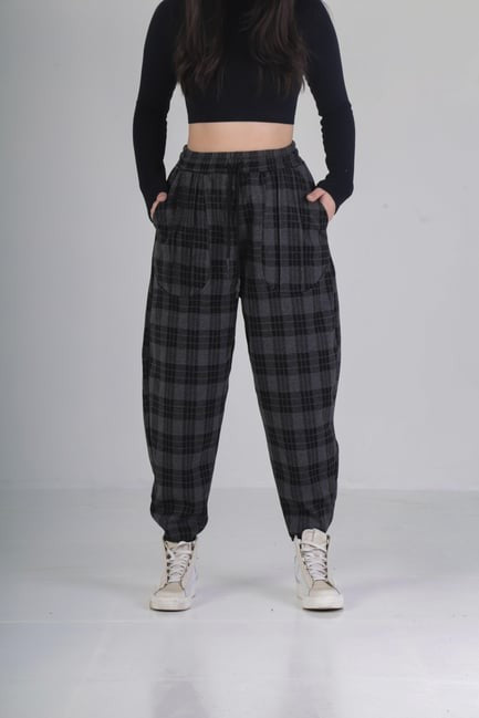 Ekose Cep Detaylı Baget Pantolon COC2374