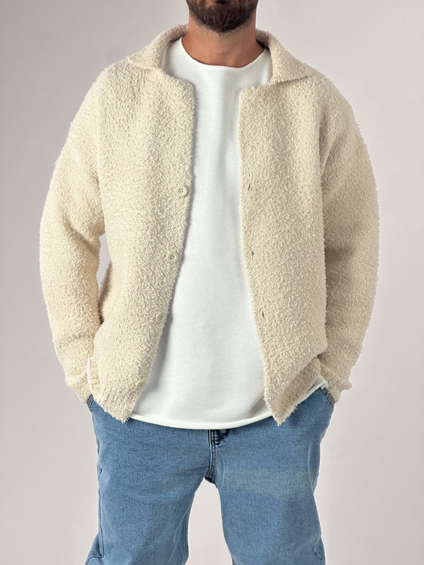 Ekru Peluş Hırka COC1173