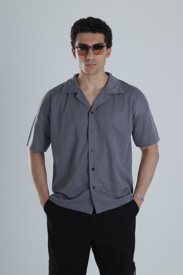 Erkek Antrasit Gofre Gömlek COC1148
