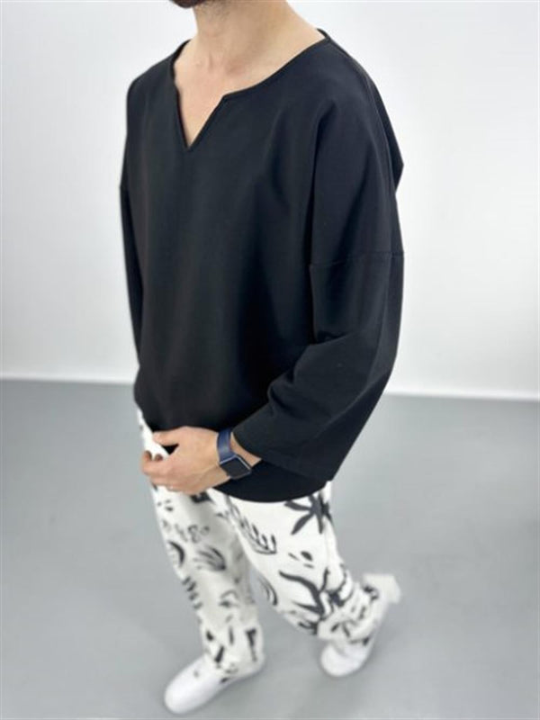 Erkek Fakir Kol Siyah T-Shirt COC1790