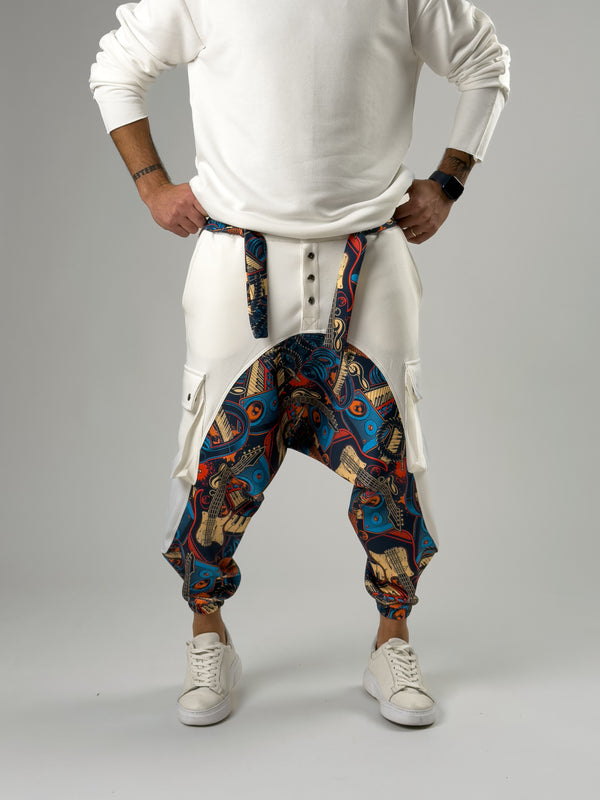 Erkek Garni Tasarım Müzik Desenli Spor Şalvar COC2564