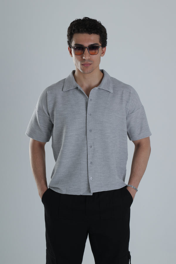 Erkek Gri Gofre Gömlek COC1152