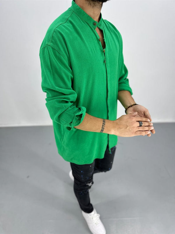 Erkek Hakim Yaka Yeşil Gömlek (Pamuk) COC2389