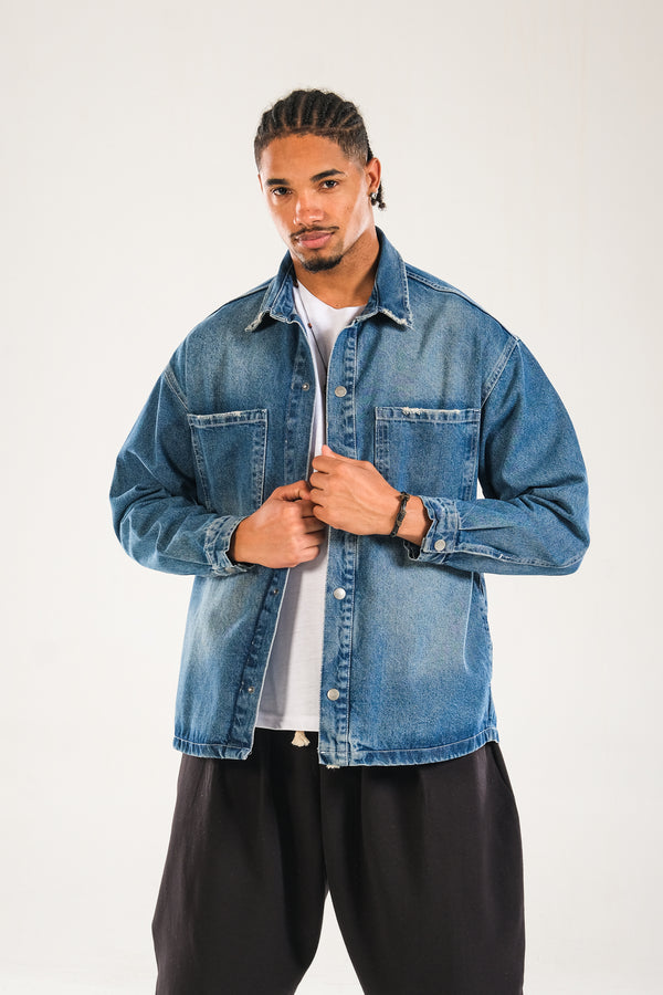 Erkek Premium Kalite Mavi Kot Ceket COC2201