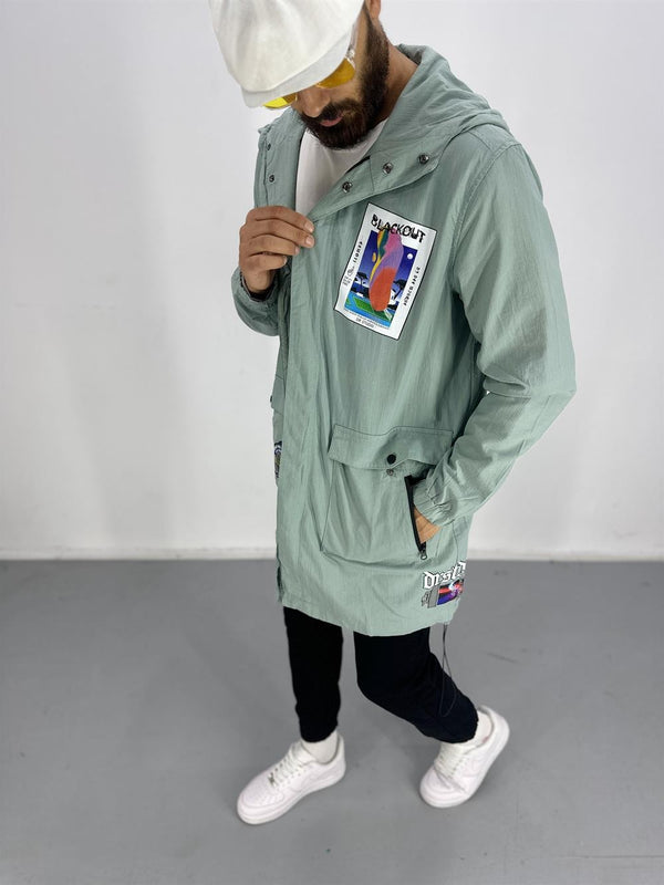 Erkek Premium Kalite Paraşüt Kumaş Su Yeşili Ceket COC2205