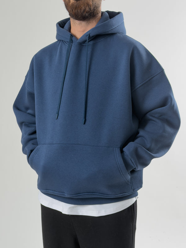 Erkek Şardonlu İndigo Hoodie COC2605