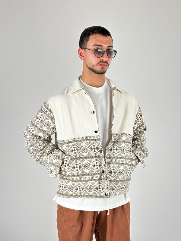 Etnik Desen Detaylı Kahve Erkek Ceket COC1077