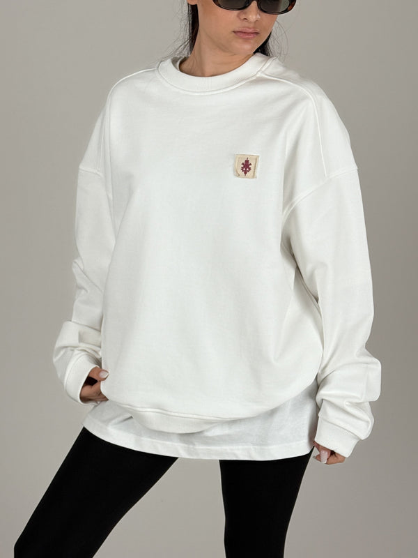 Etnik Desenli Beyaz Kadın Sweatshirt COC1092