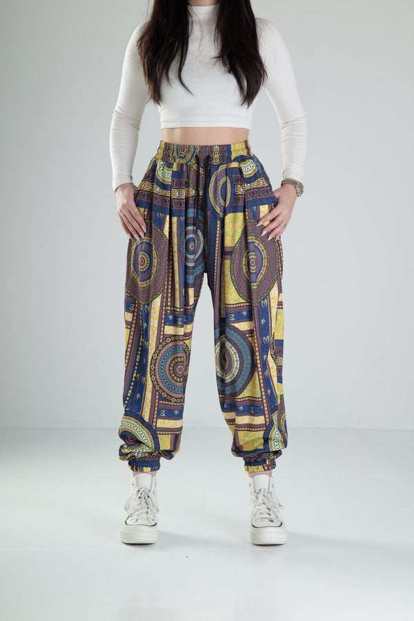 Etnik Desenli Bürümcük Kumaş Pileli Jogger COC2230