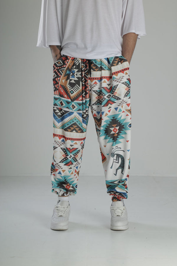 Etnik Desenli Pileli Yarım Şalvar COC2247