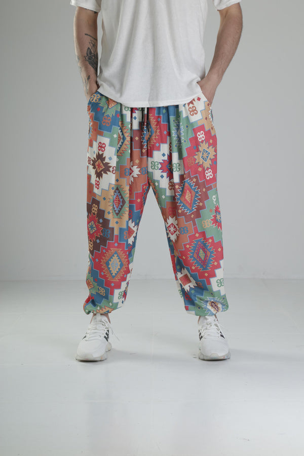 Etnik Desenli Pileli Yarım Şalvar COC2250