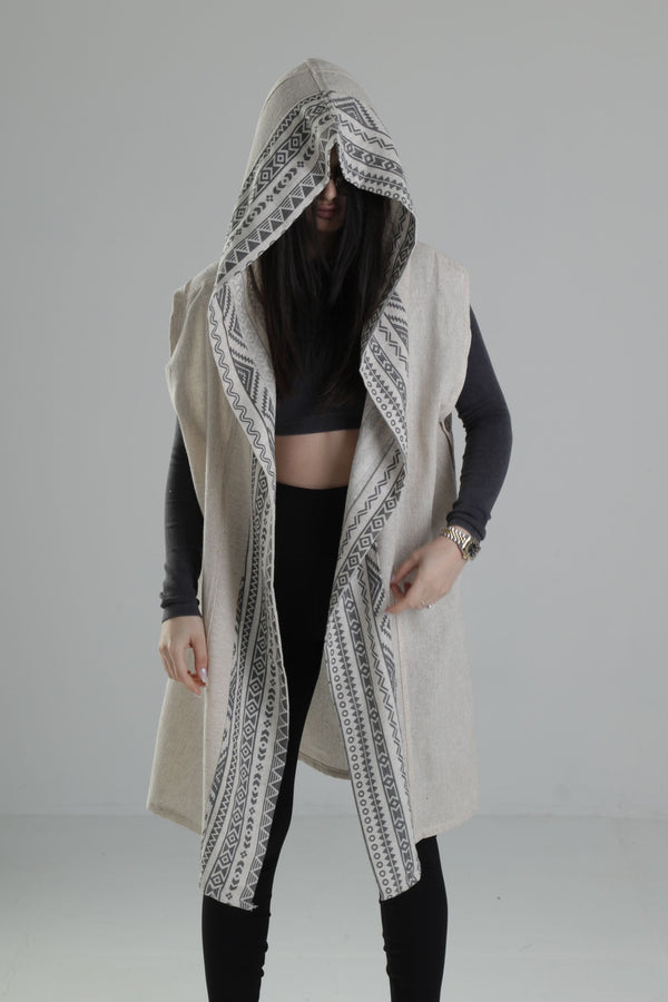 Etnik Desenli Şeritli Kimono COC2256