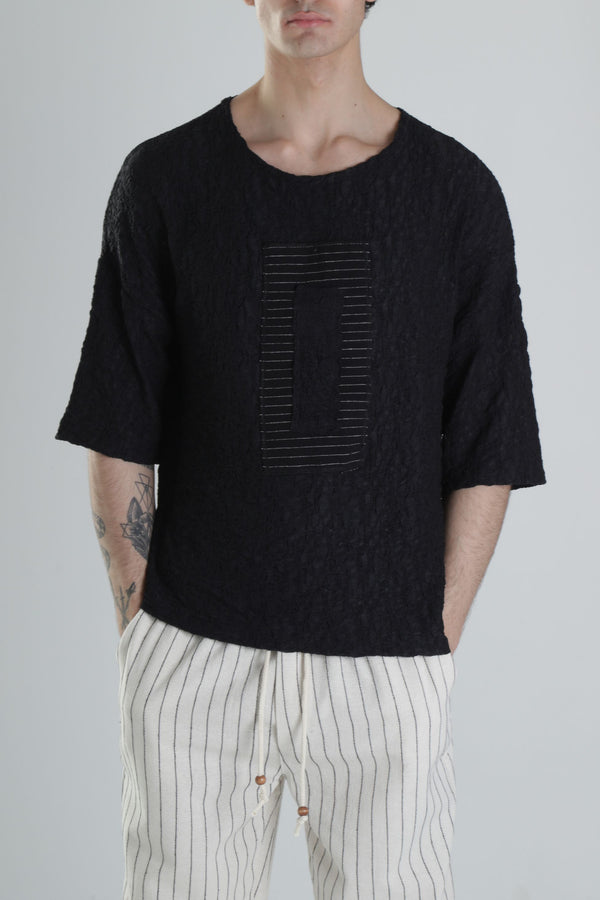 Etnik Desenli Siyah T-Shirt COC2253