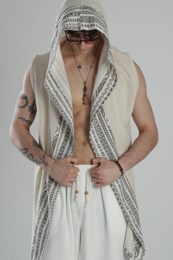 Etnik Keten Desenli Kimono COC2263