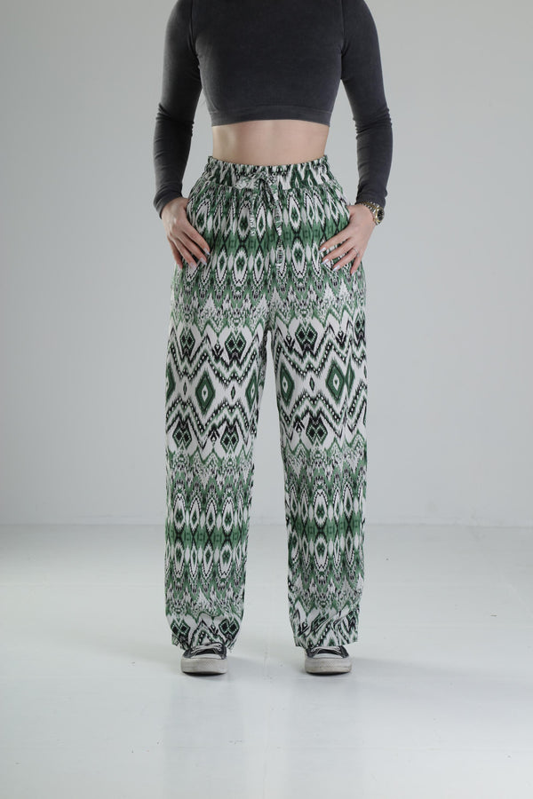 Etnik Yeşil Baggy Pantolon COC2264