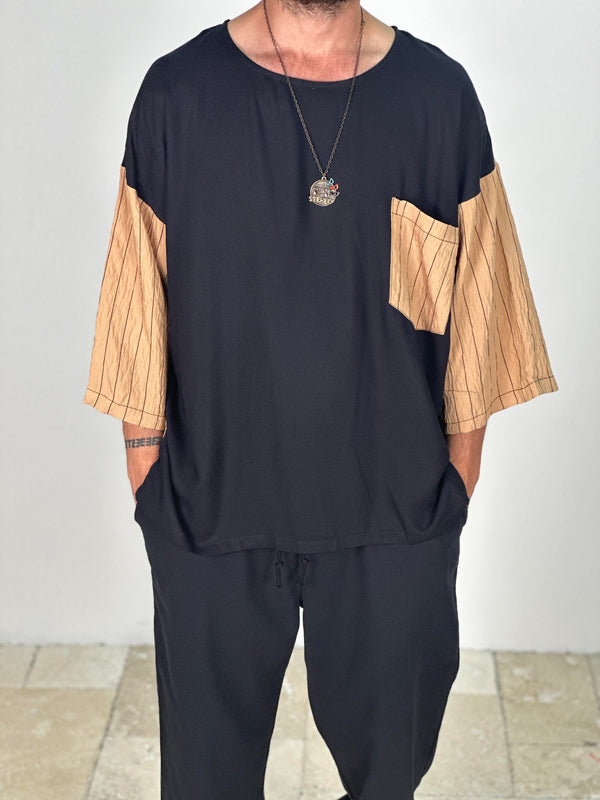 Fakir Kol Viscon Kahverengi Oversize T-Shirt COC2278