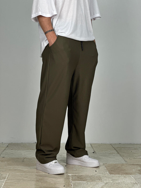 Fitilli Kumaş Haki Baggy Pantolon COC2288