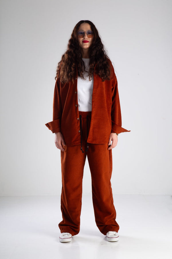 Kadife Bordo Oversize Takım COC2150