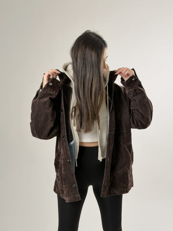 Kadın Kahverengi Süet Ceket COC2625