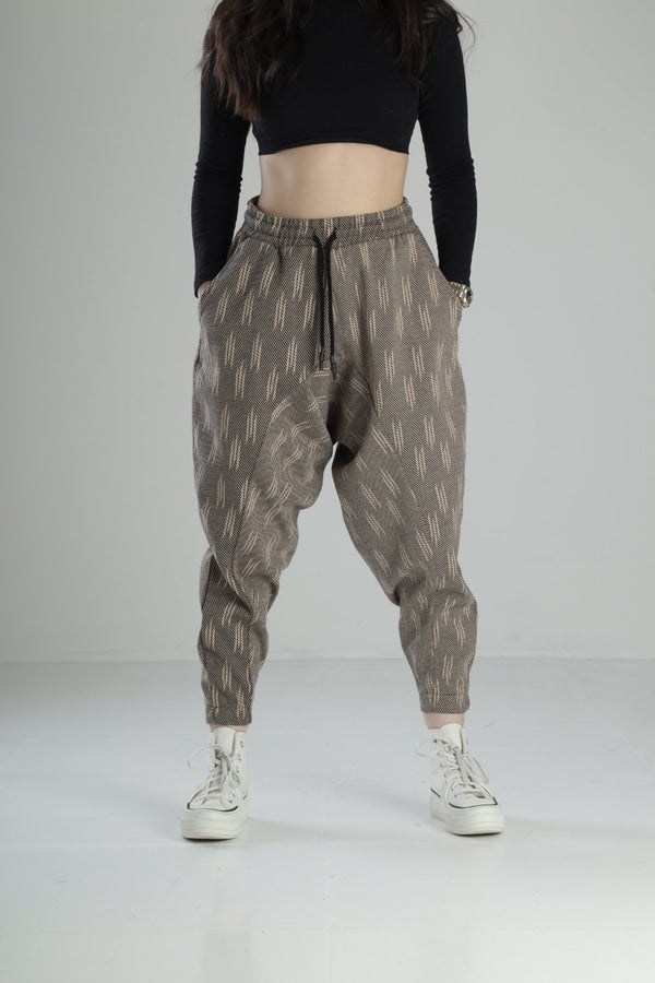 Kahverengi Desenli 3 iplik Spor Şalvar COC1509