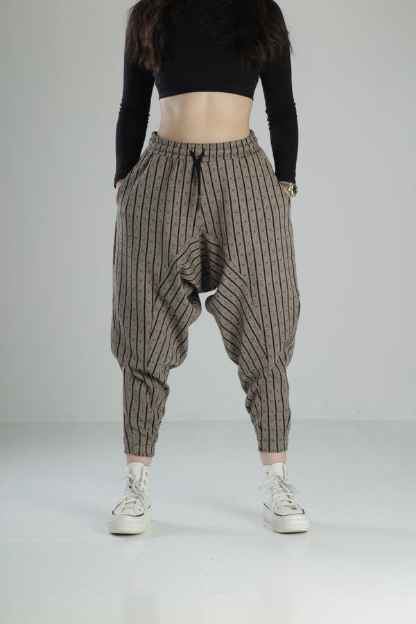 Kahverengi Desenli Üç İplik Spor Şalvar COC1510