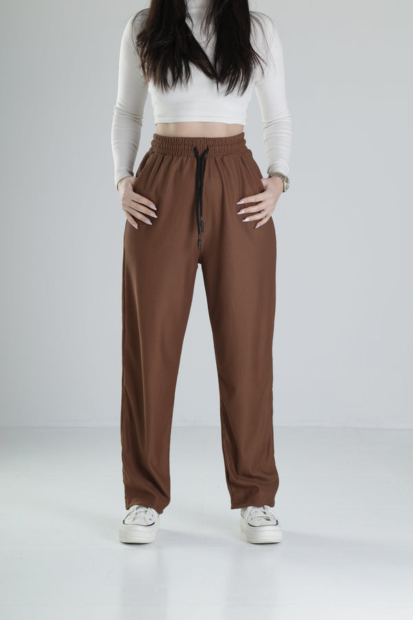 Kahverengi Fitilli Kumaş Pantolon COC2165