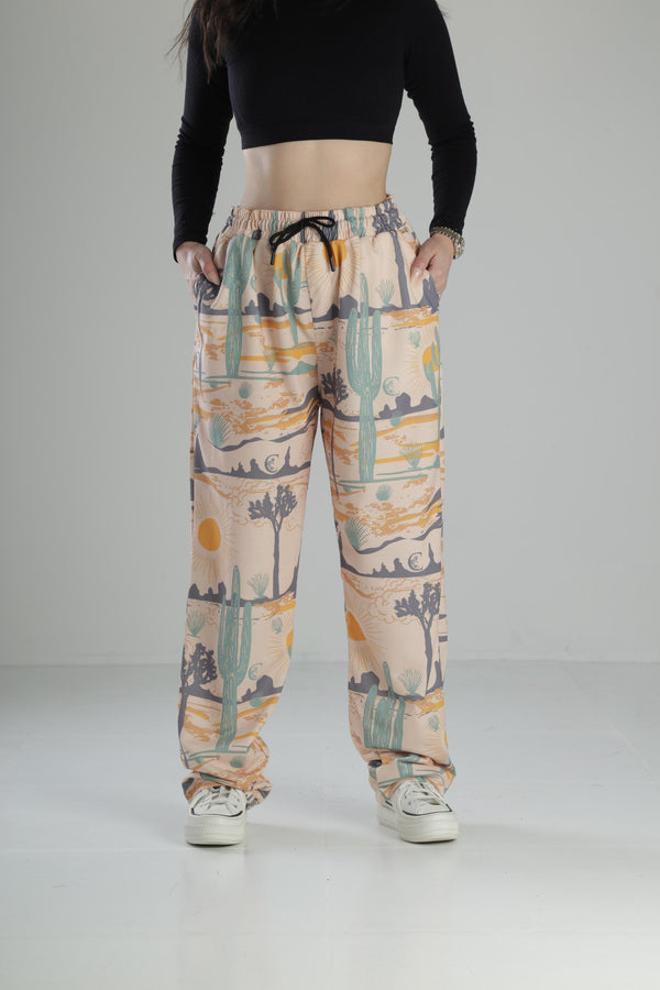 Kaktüs Desenli Baggy Pantolon COC2169
